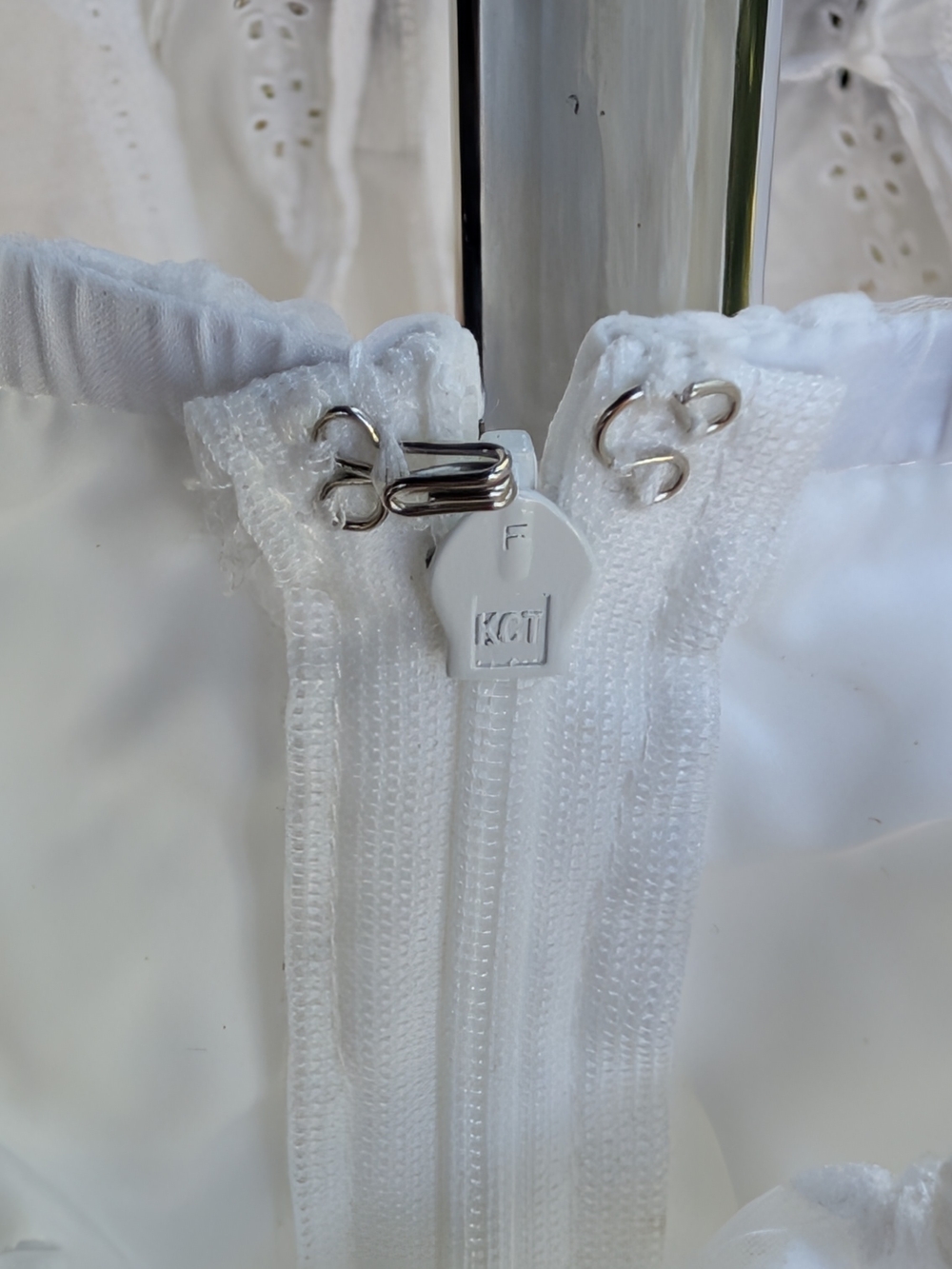 SHEIN White Puff-Sleeve Floral Eyelet Midi Dress - Picture 7 of 8
